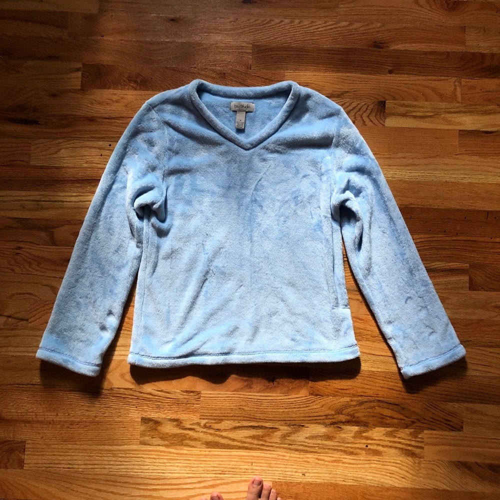 Fluffy fuzzy soft baby blue sweater